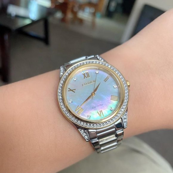 New Citizen Ladies Diamond Two Tone Watch - Picture 1 of 5